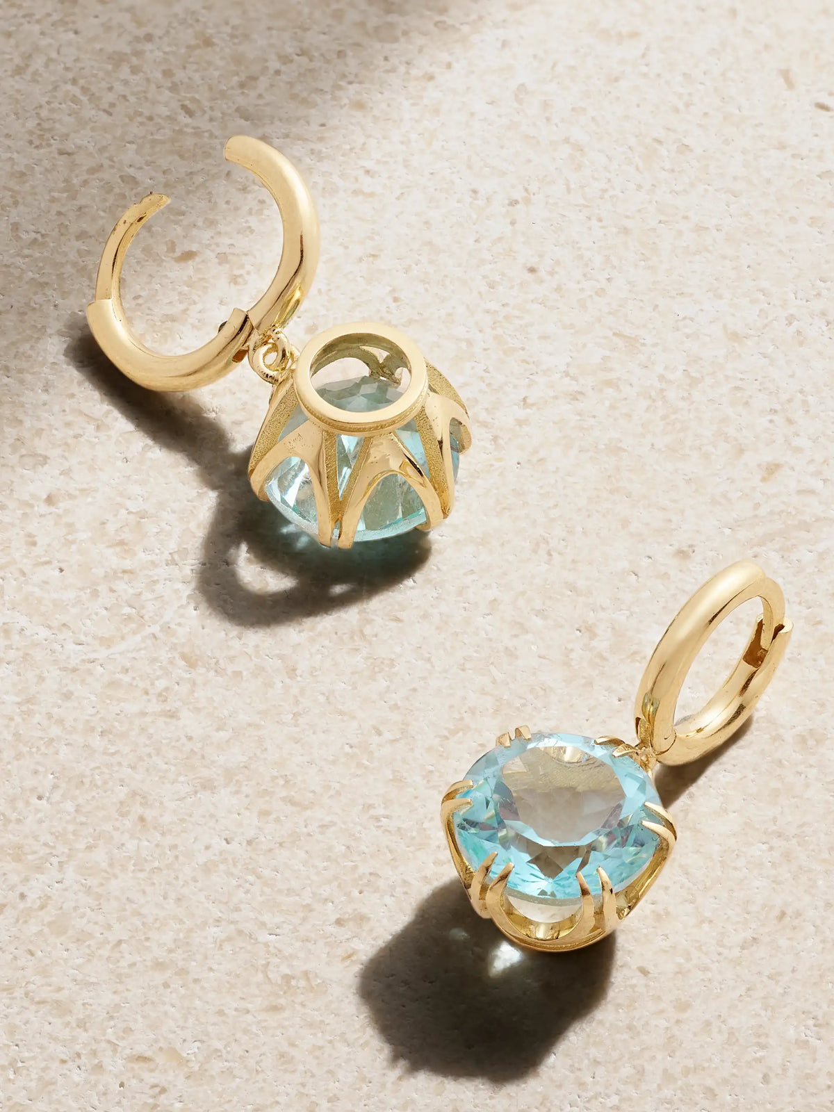 Mini Crown 18-karat Gold Topaz Earrings