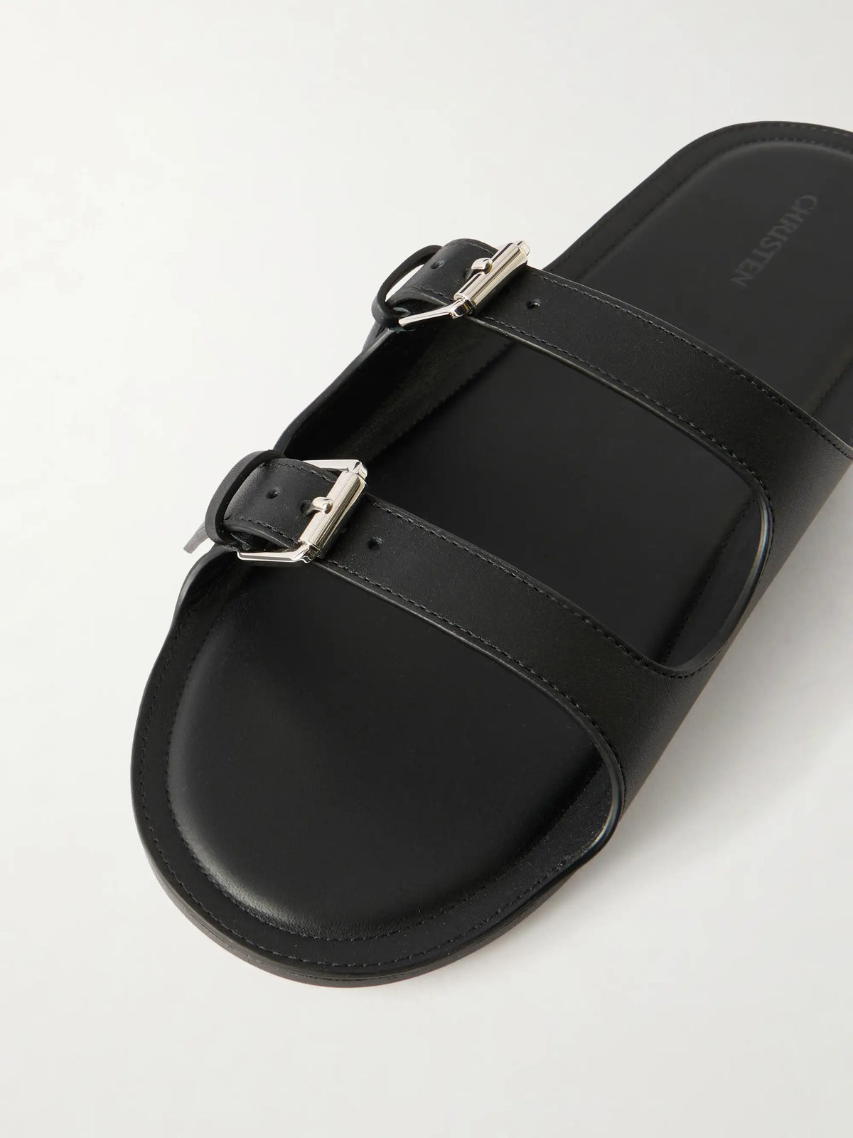 Buckled Leather Flat Sandals