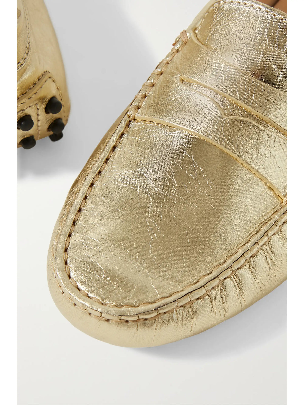 Gommino Metallic Textured-leather Loafers