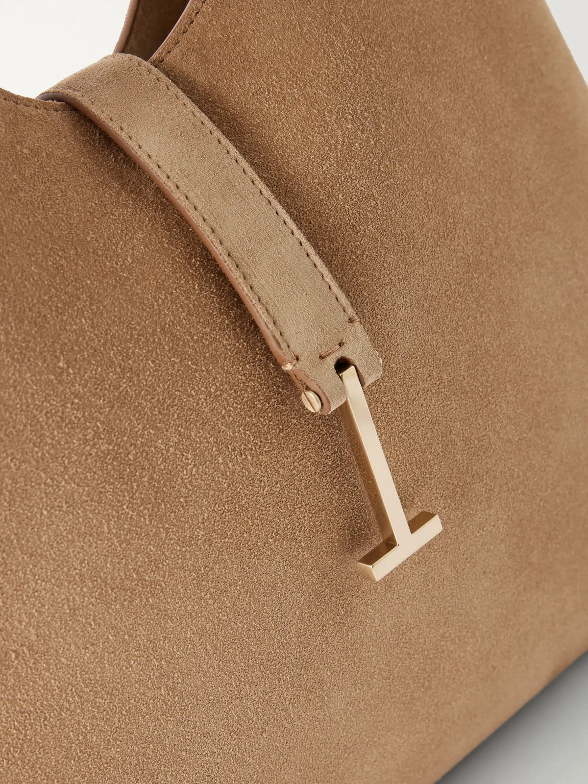 T-embellished Medium Suede Shoulder Bag