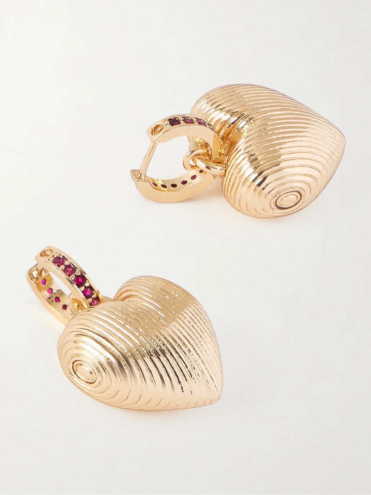 Textured Heart Gold-tone Crystal Earrings
