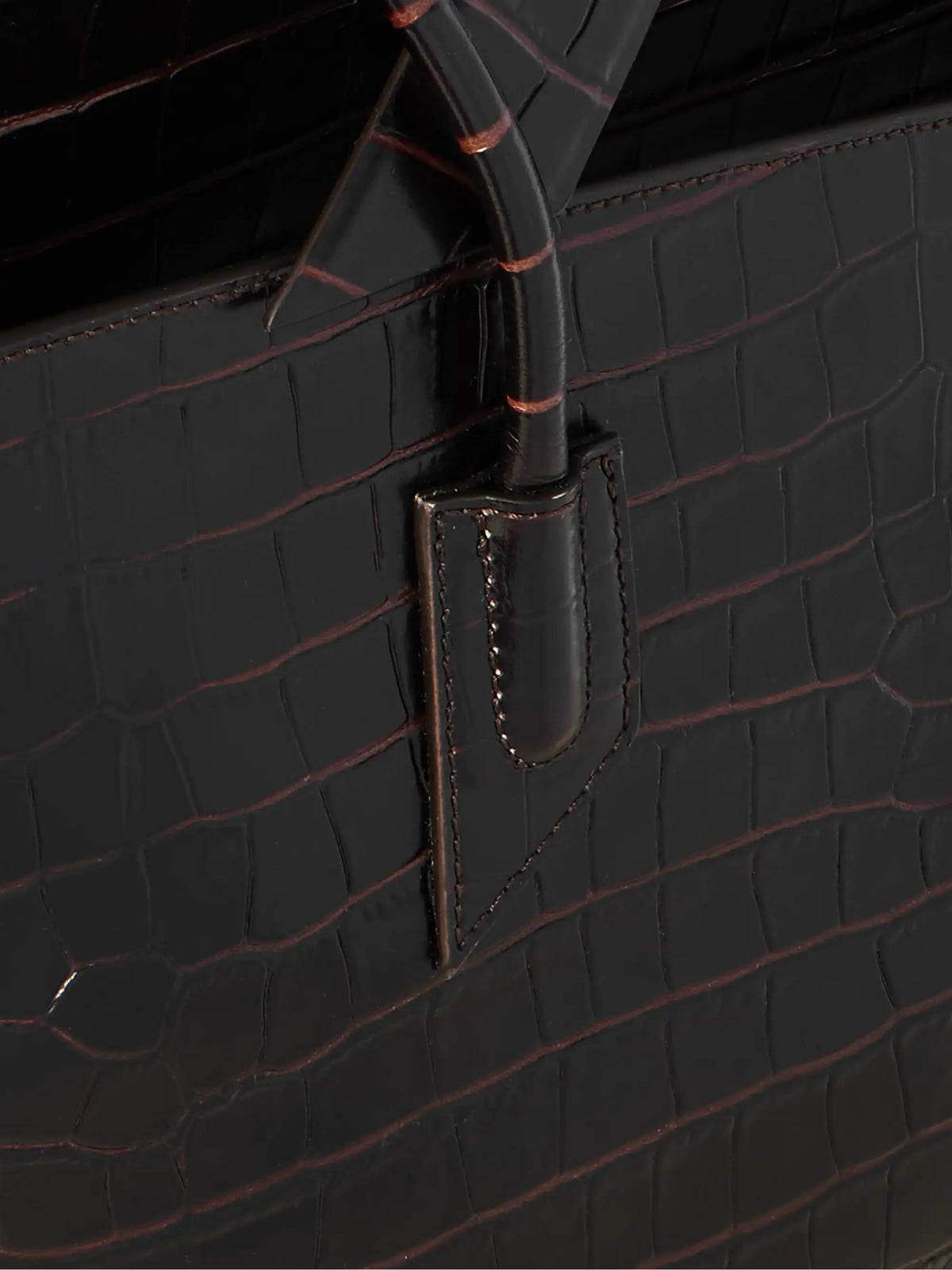 La Passeggiata Medium Asymmetric Croc-effect Leather Tote