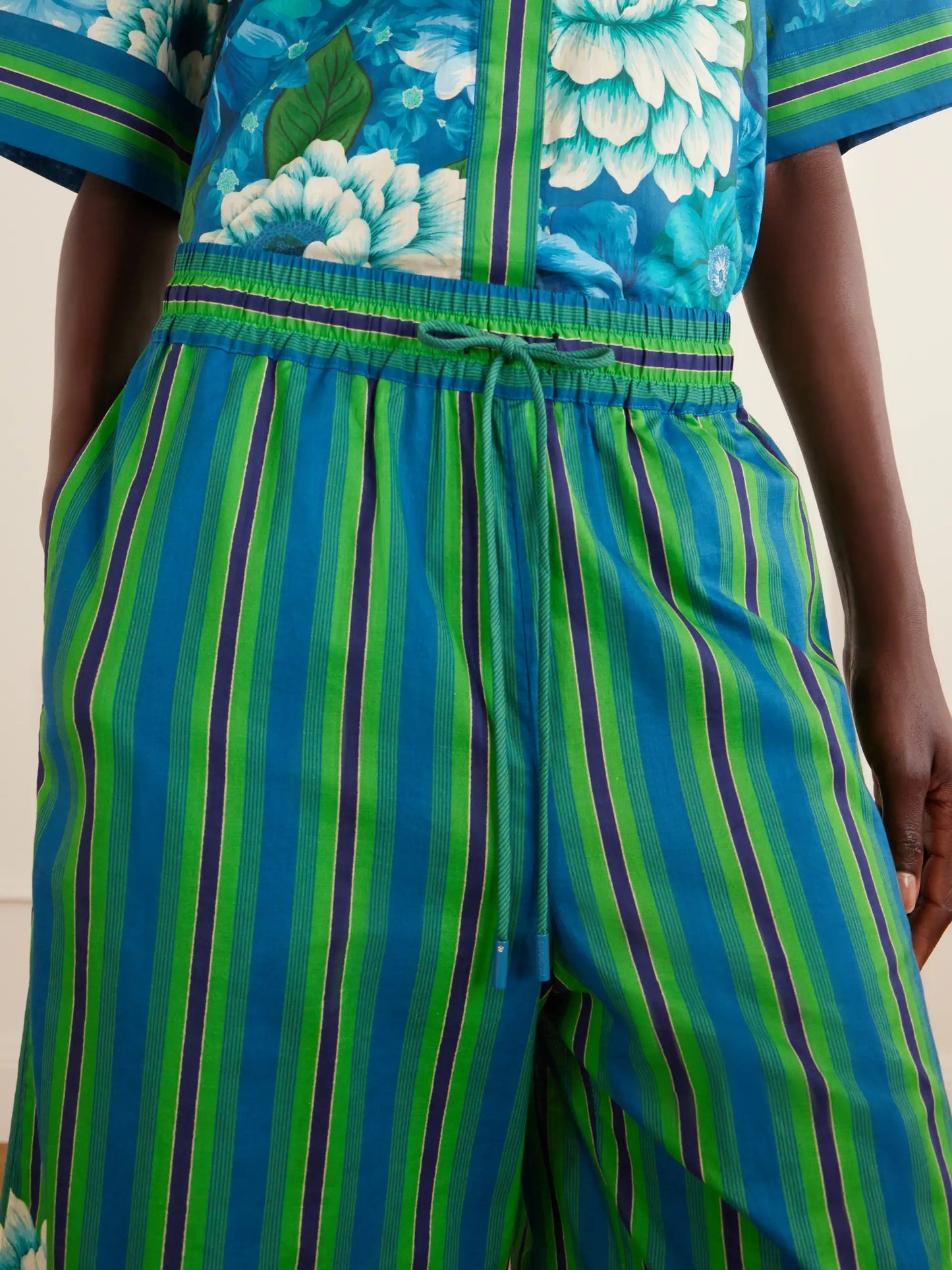 Margo Printed Organic Cotton-voile Wide-leg Pants