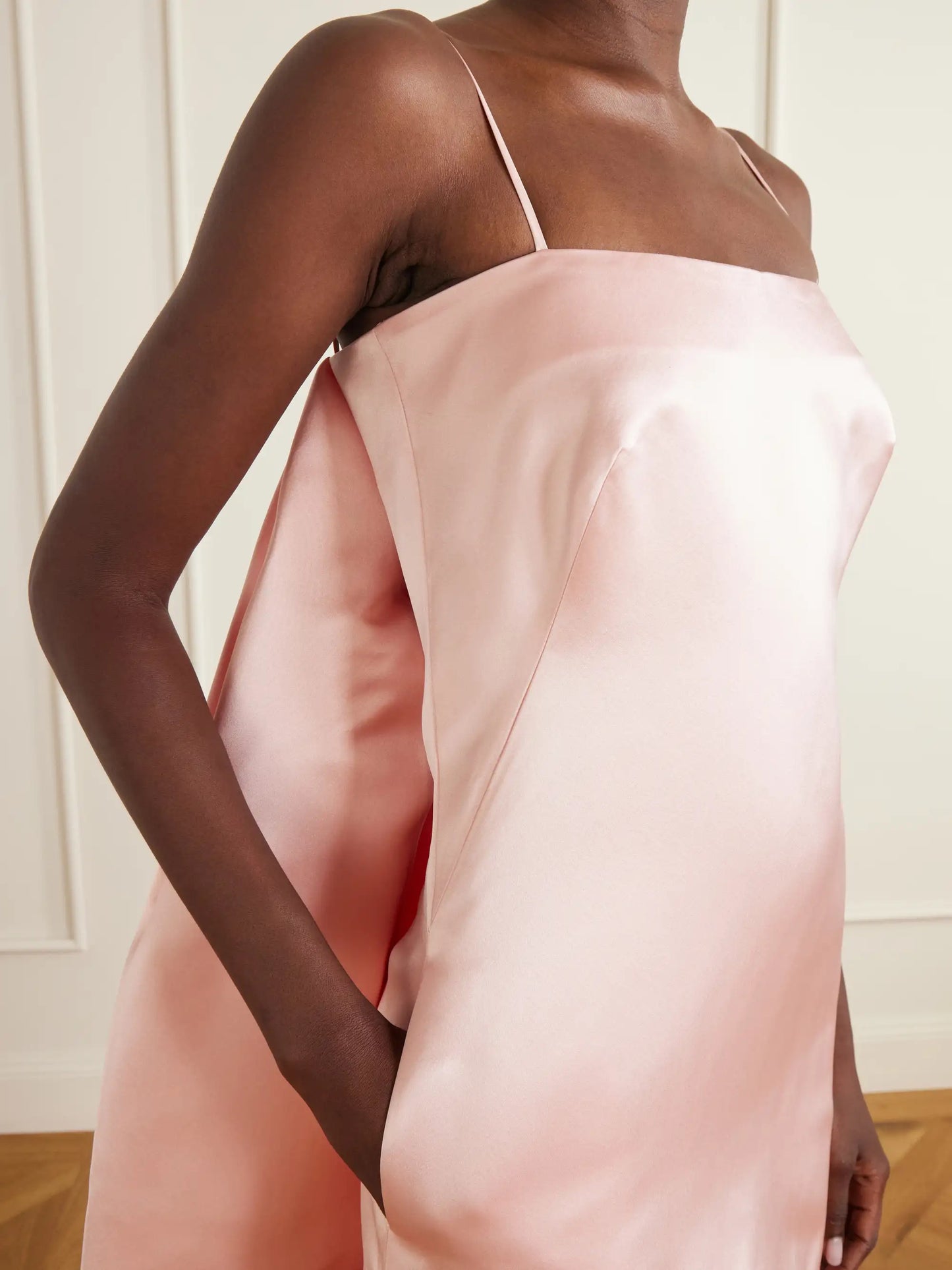Cape-effect Silk-satin Mini Dress