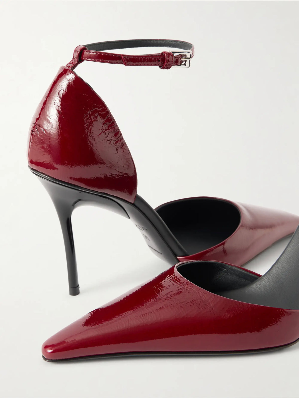 D'orsay 90 Glossed Textured-leather Pumps