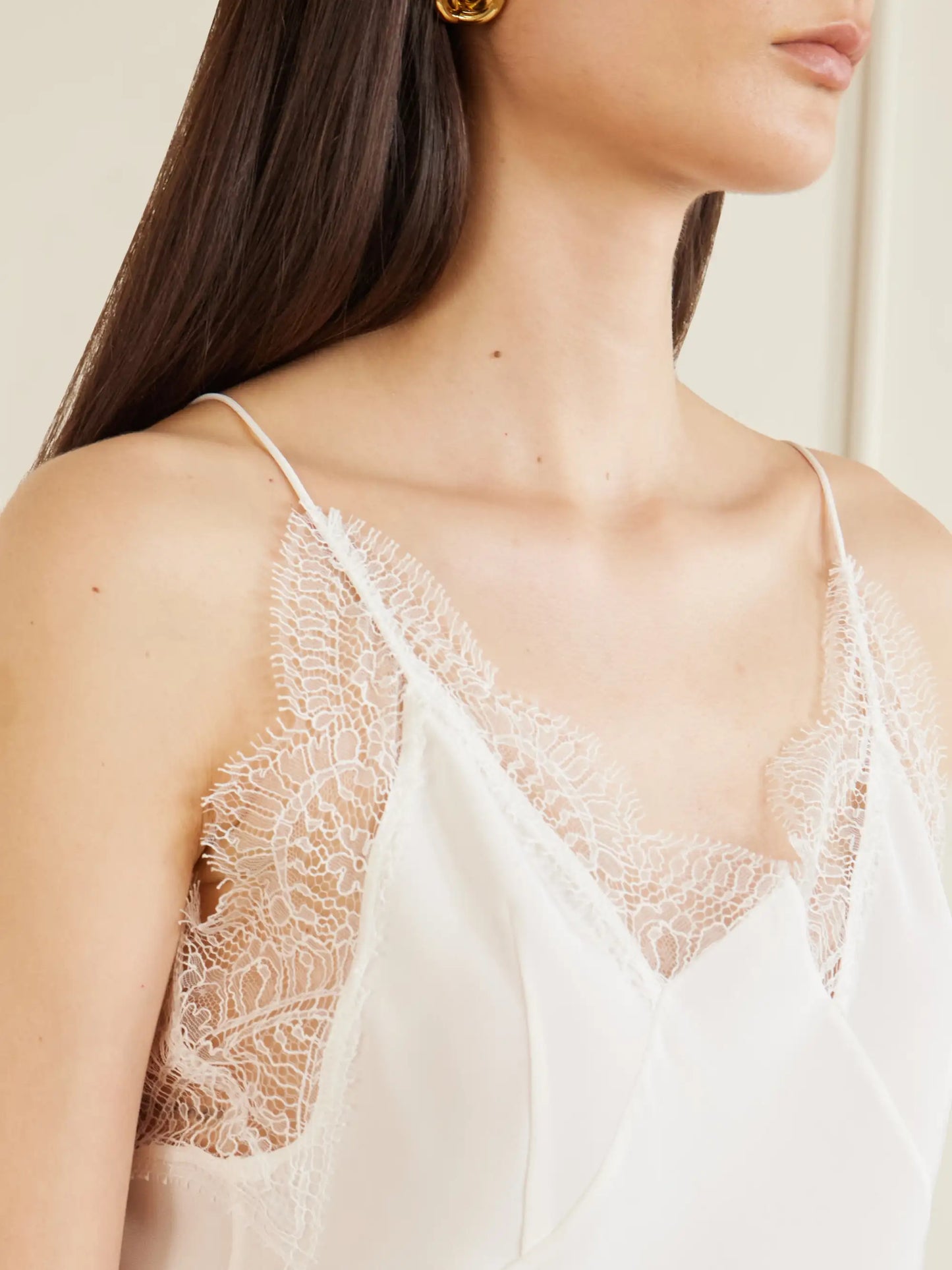 Capucines Scalloped Lace-trimmed Silk Crepe De Chine Camisole