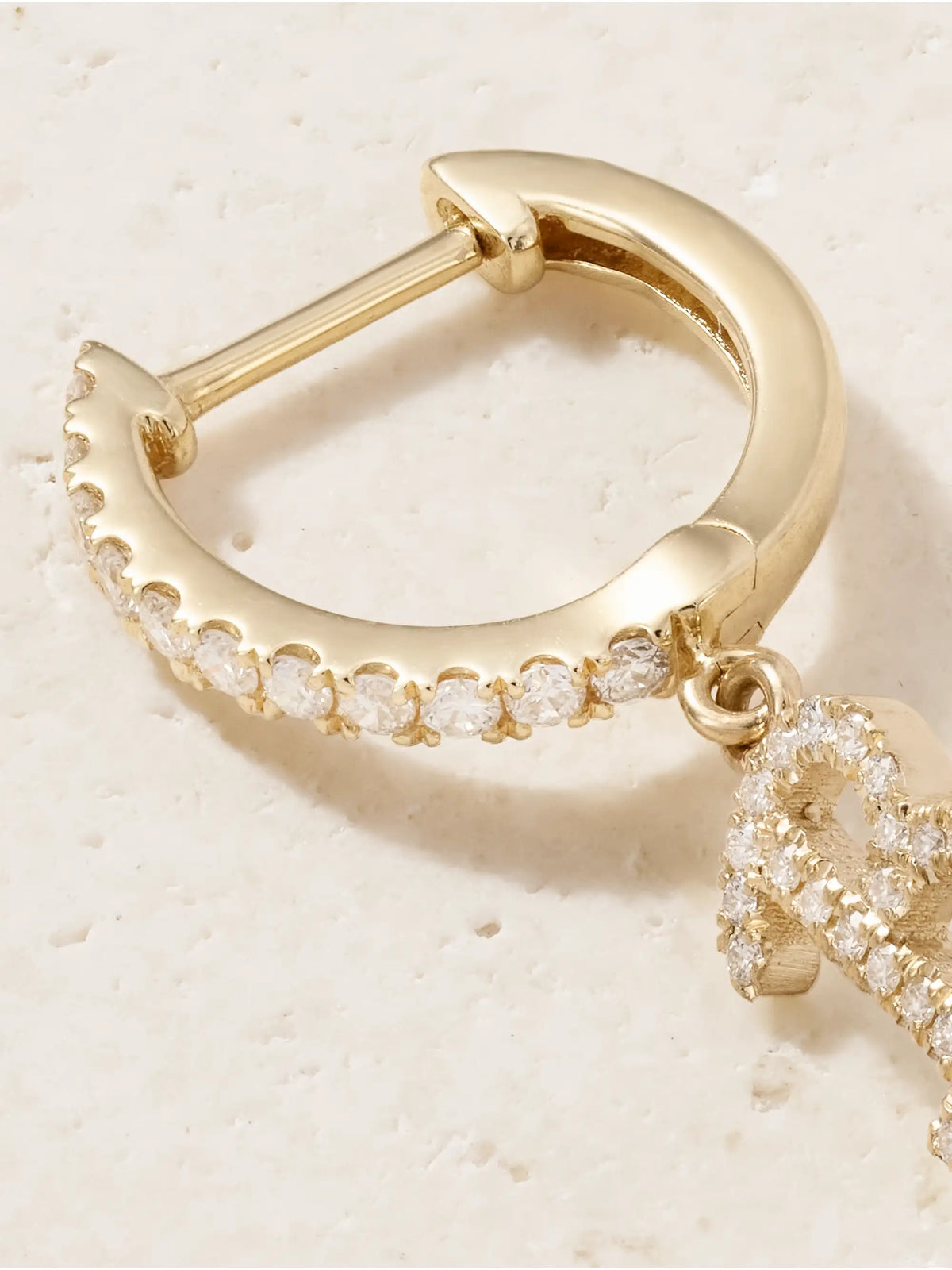 Initial Huggie 18-karat Gold Diamond Single Earring