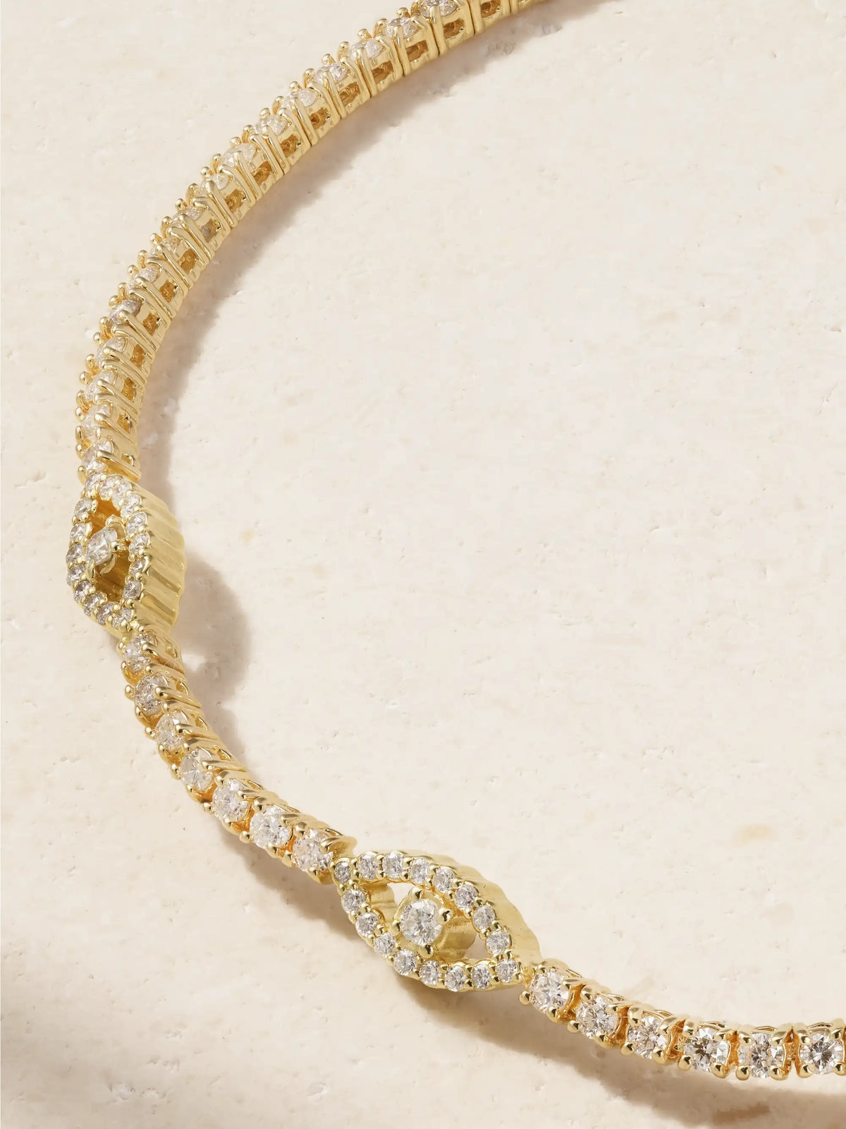Evil Eye 18-karat Gold Diamond Tennis Bracelet