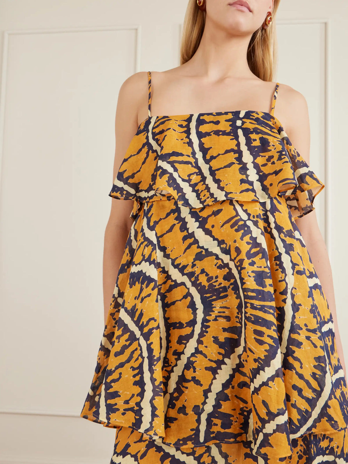 ALÉMAIS Ripple Tiered Printed Ramie Maxi Dress