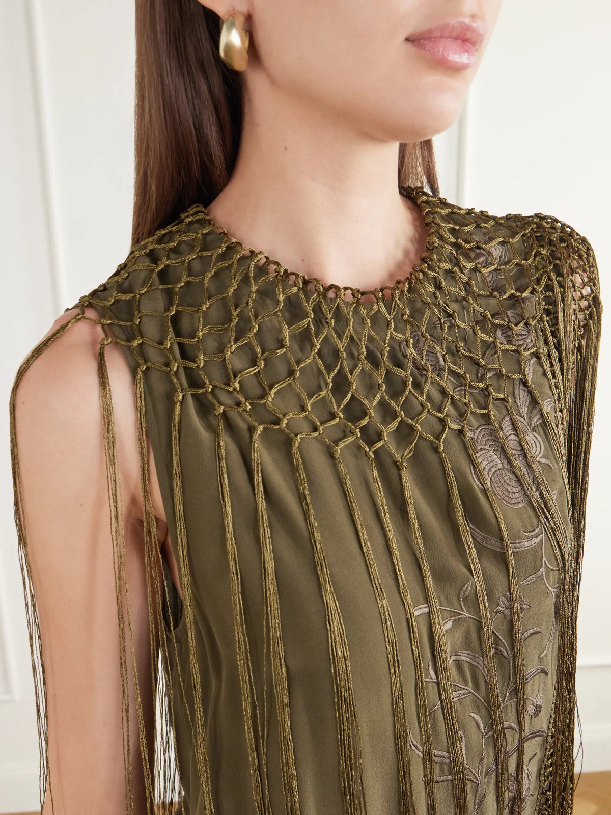 Ulla Johnson Willa Fringed Embroidered Silk-crepe De Chine Blouse