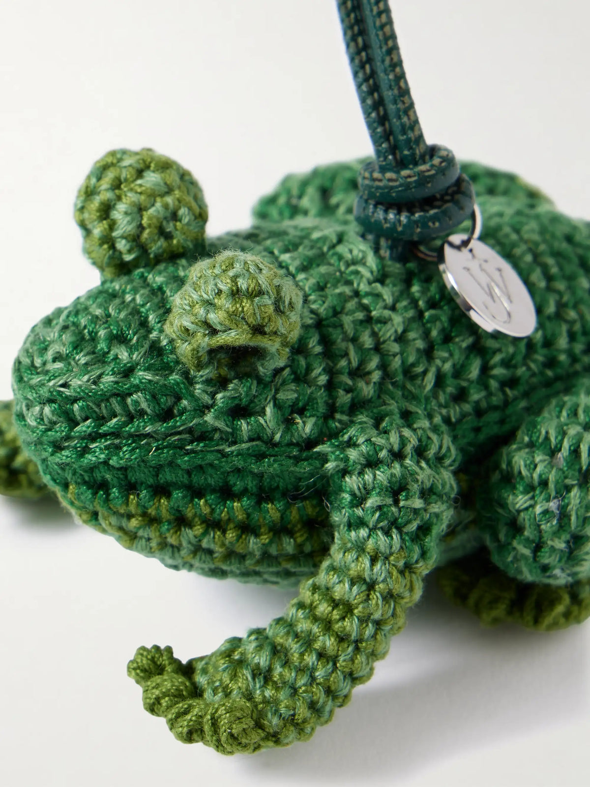 Frog Crocheted Cotton And Leather Bag Charm