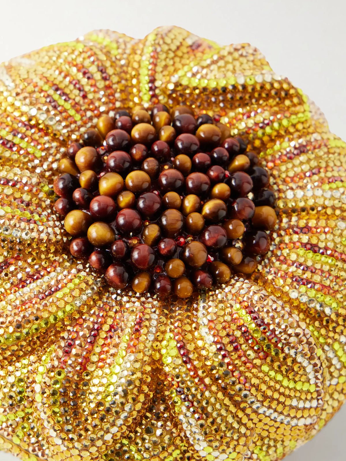 Sunflower Crystal-embellished Gold-tone Clutch