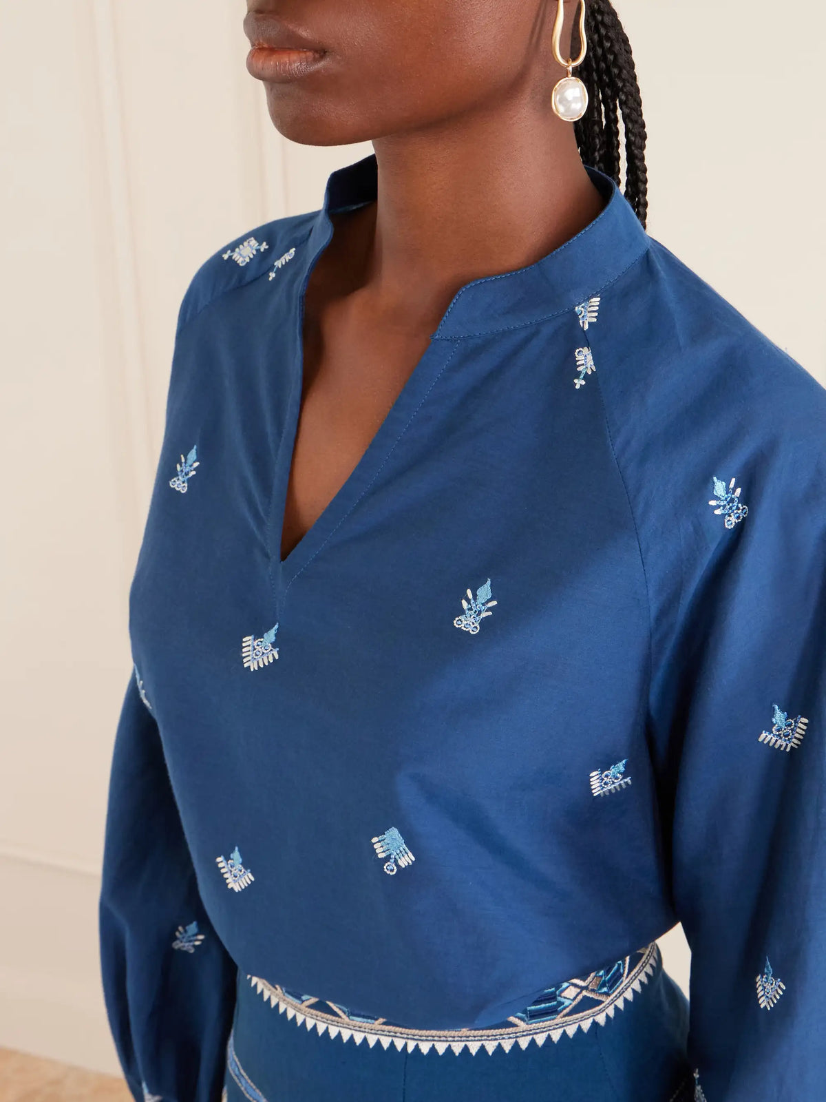 Emporio Sirenuse Ilizia Embroidered Cotton And Silk-blend Blouse