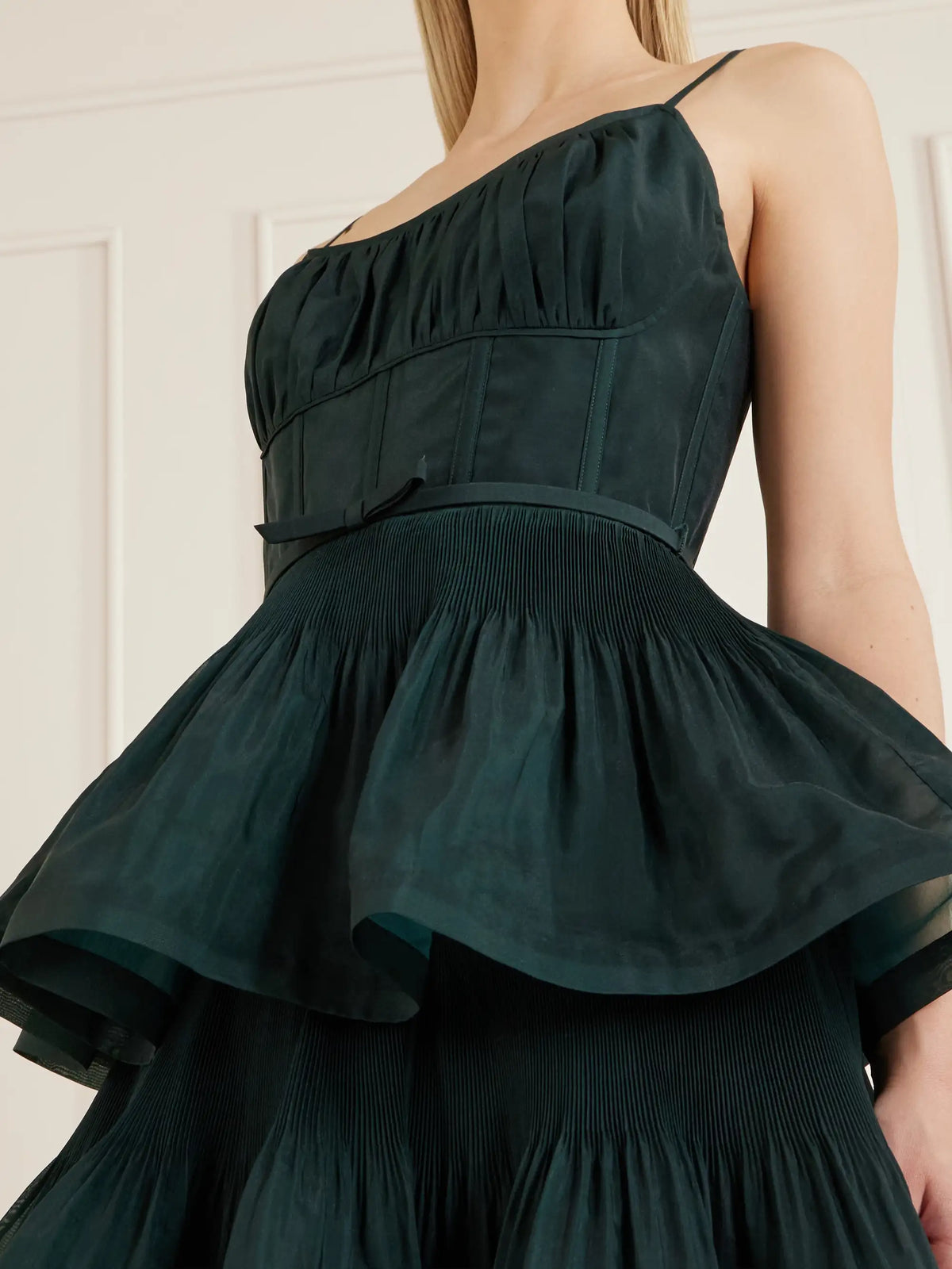 Zimmermann Belted Tiered Chiffon Midi Dress