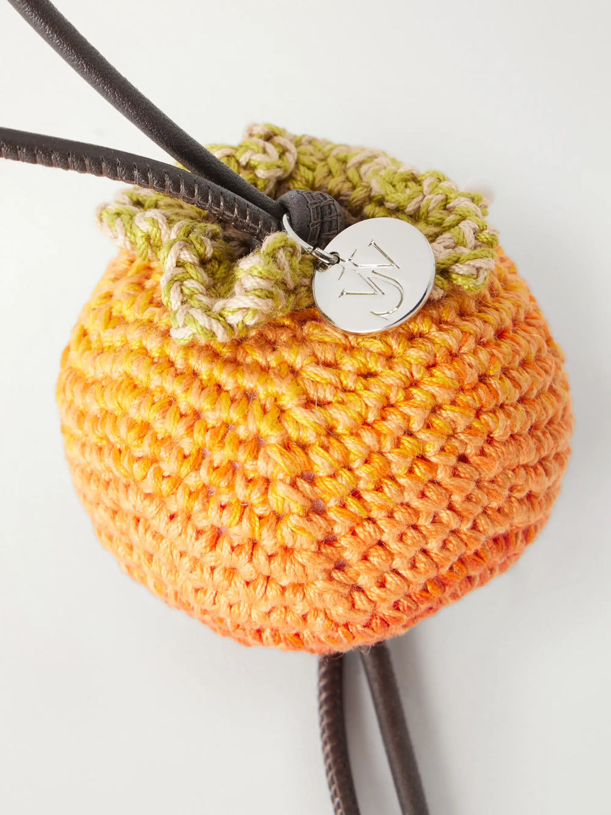 Persimmon Crocheted Cotton And Leather Bag Charm