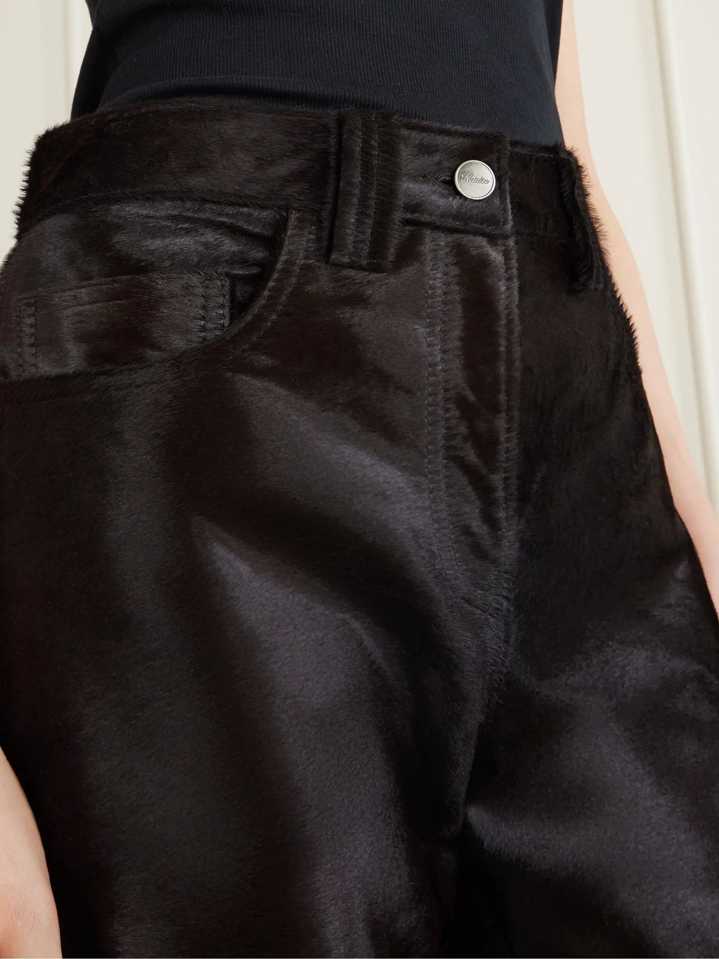Callum Calf Hair Straight-leg Pants
