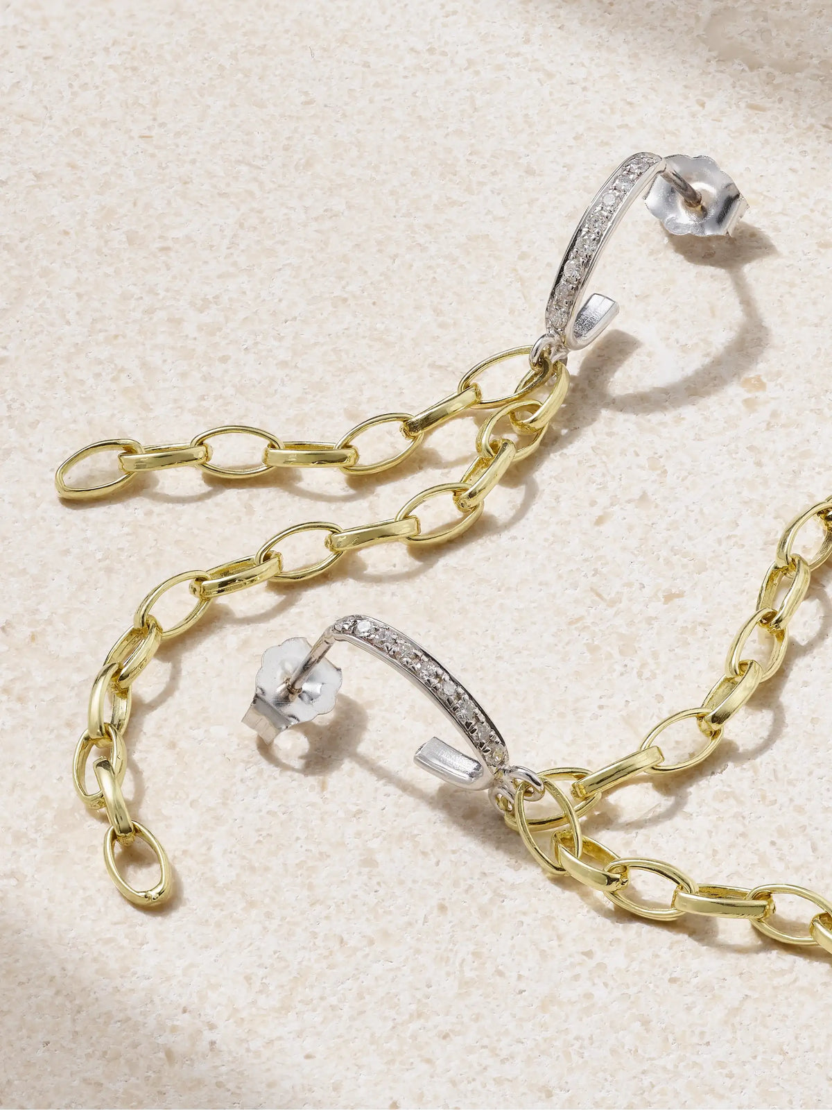 Edith 18-karat Yellow And White Gold Diamond Earrings