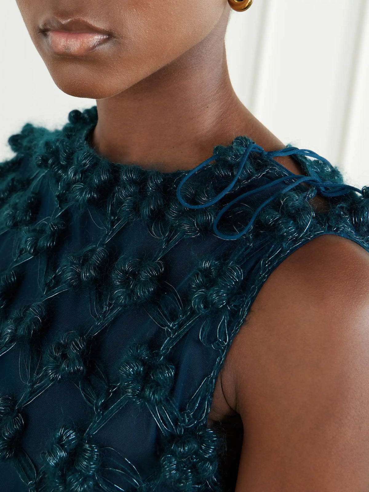 Pauline Dujancourt Amber Layered Floral-appliquéd Crochet-knit And Organza Mini Dress