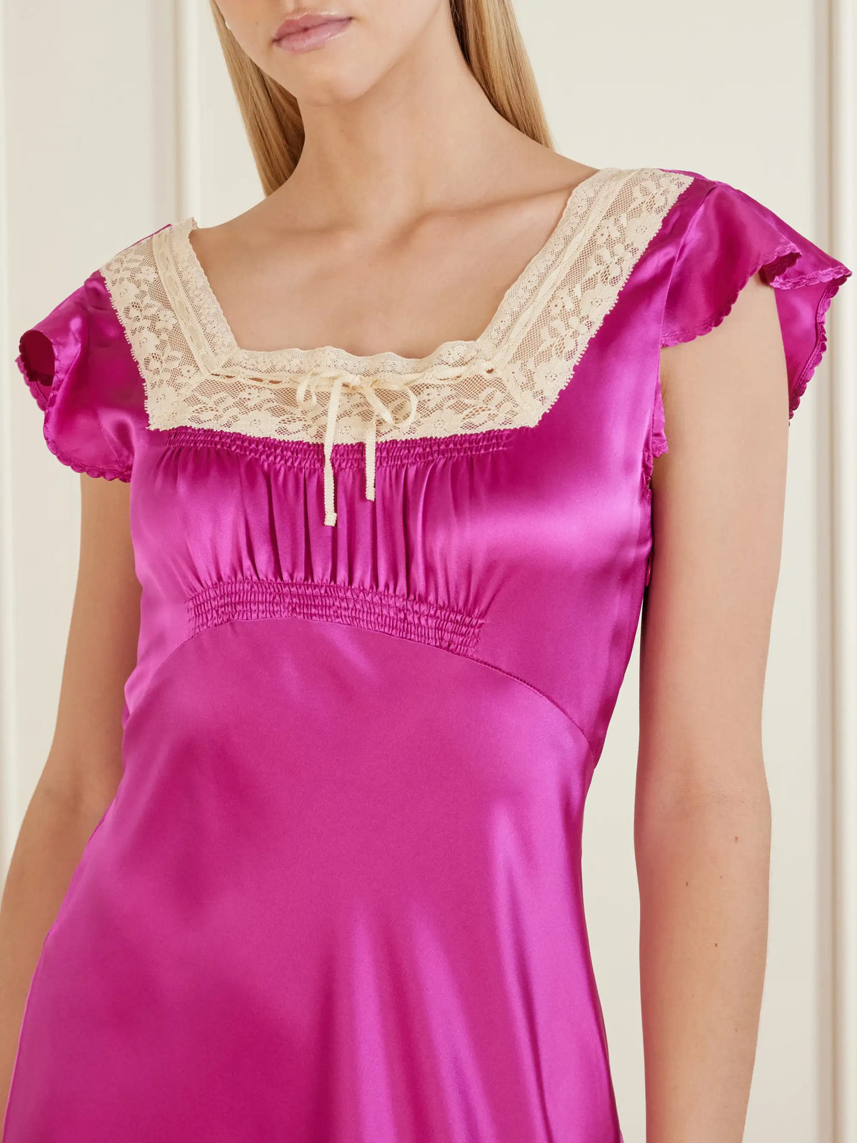Corina Lace-trimmed Silk-satin Midi Dress