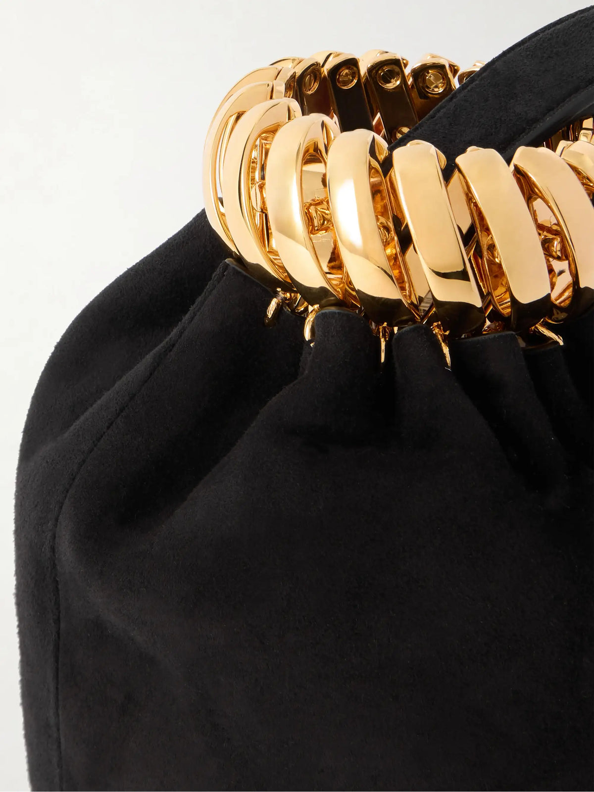 Leather And Gold-tone Trimmed Suede Bucket Bag
