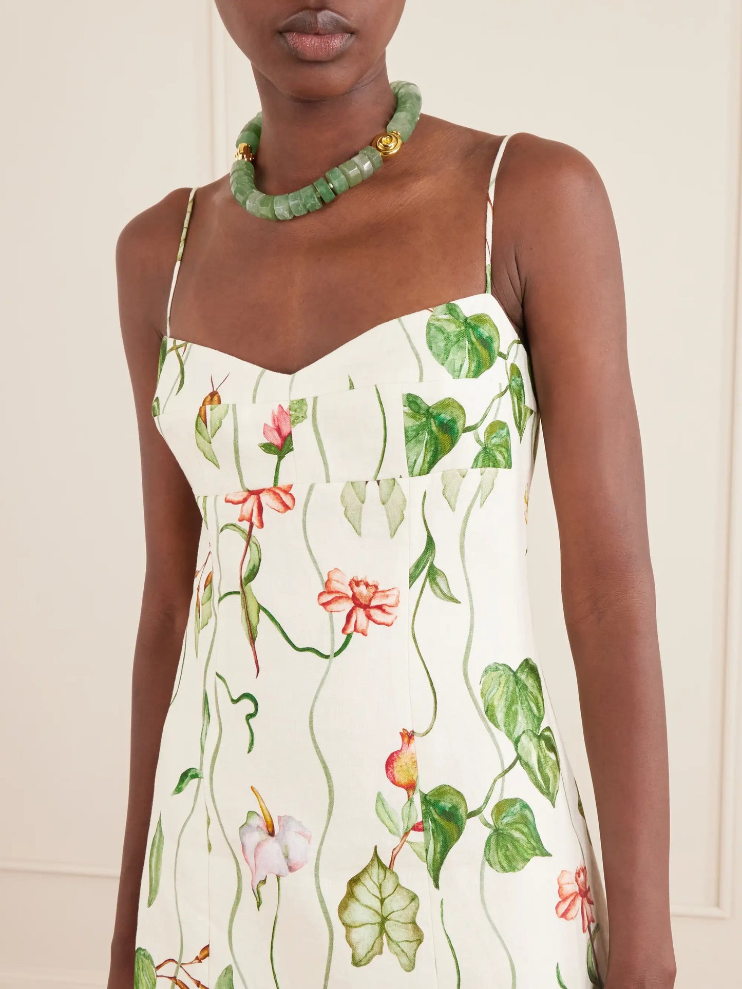 Cherry Printed Linen Mini Dress