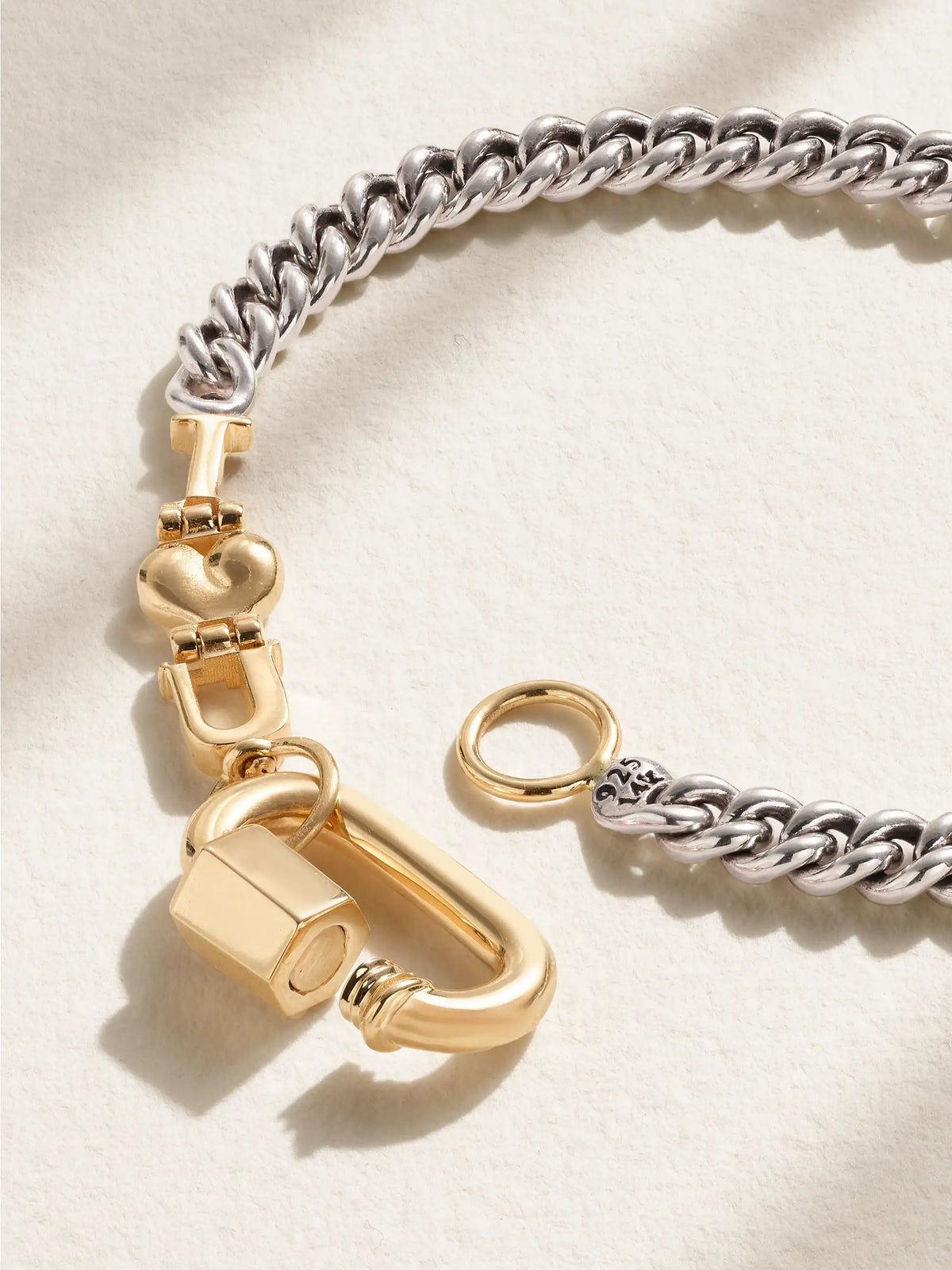 Curb Talking + Chubby Babylock Silver And 14-karat Yellow Gold Bracelet