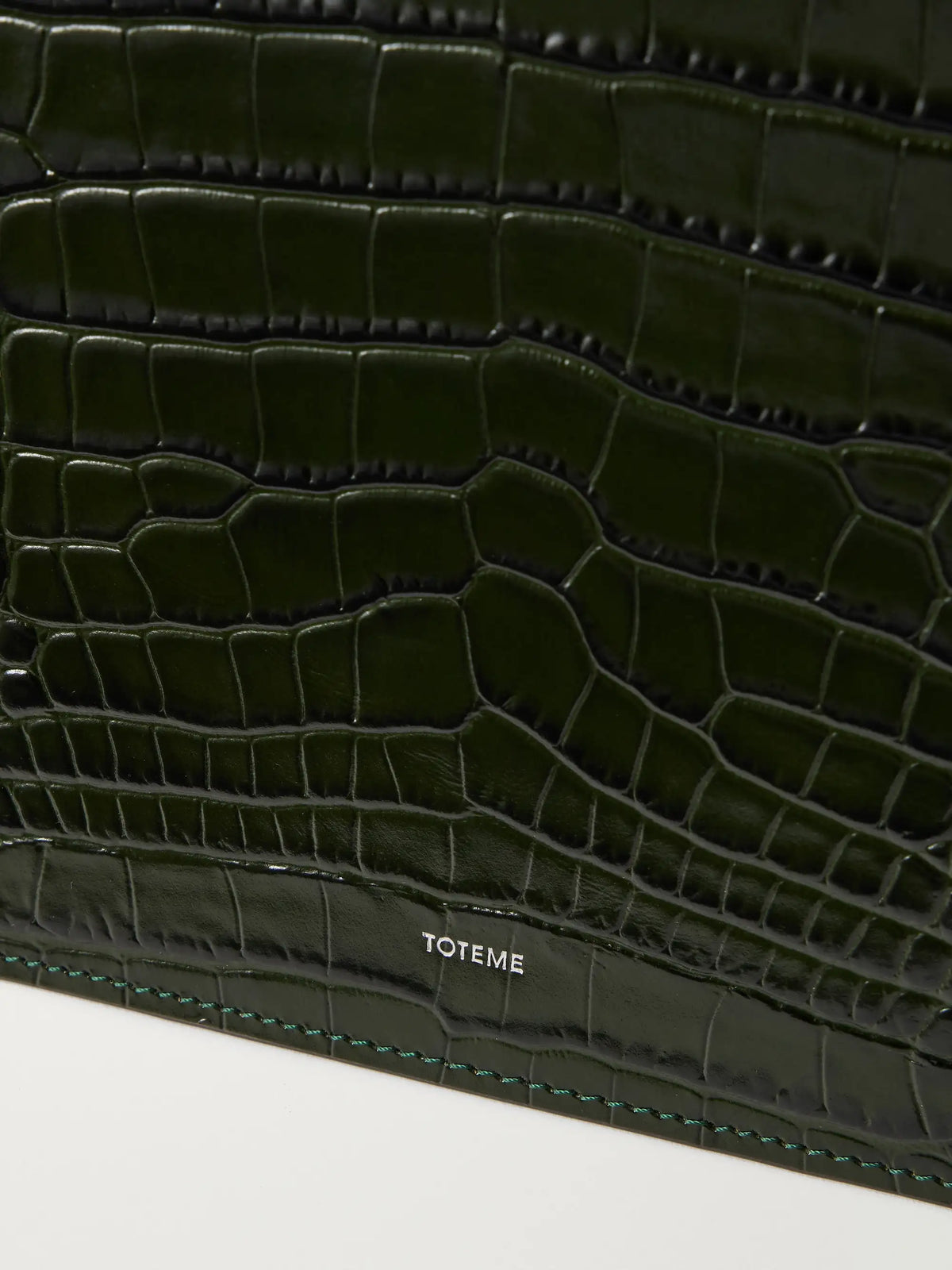 Threefold Croco-embossed Leather Clutch