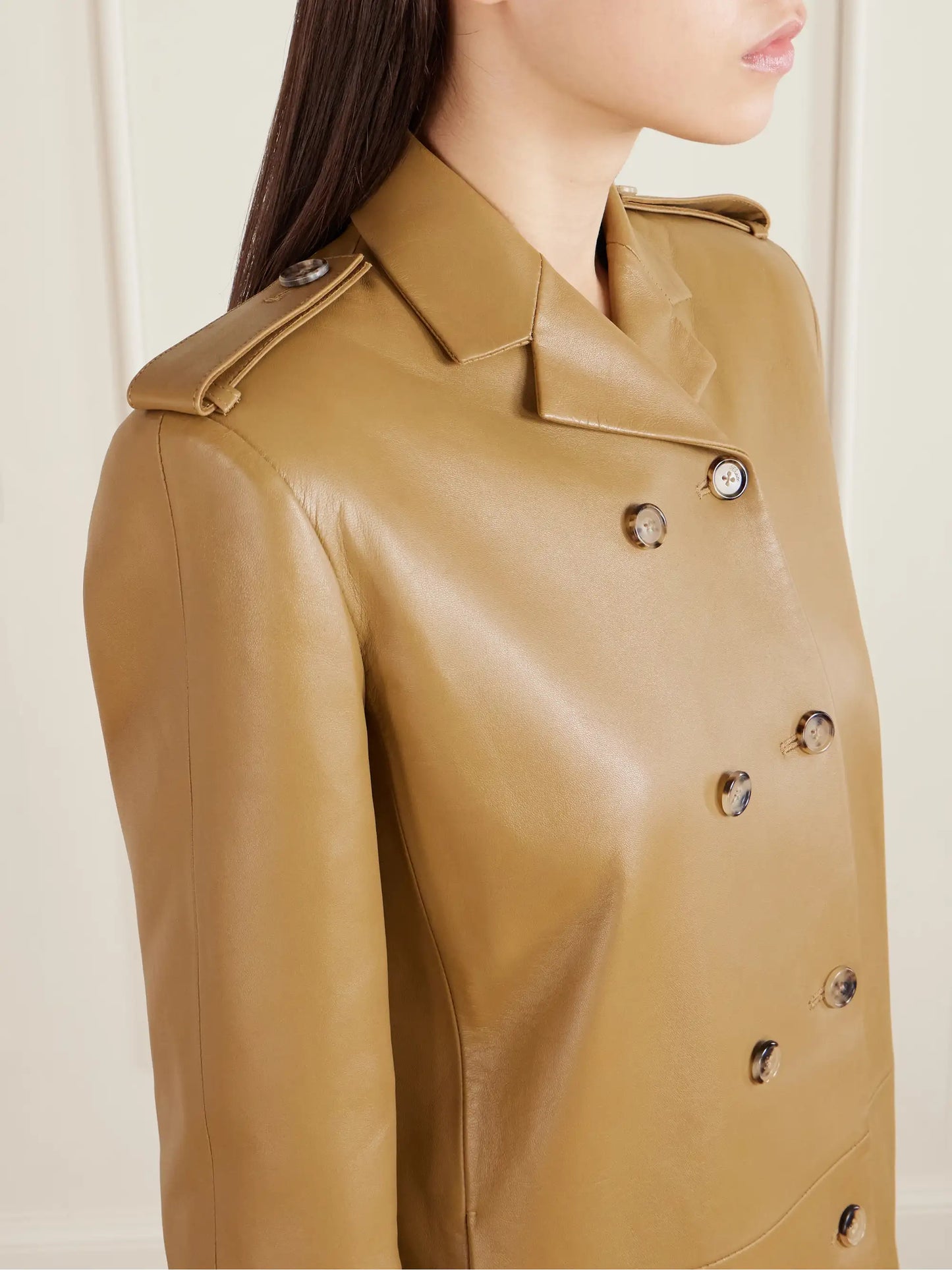 Sadra Double-breasted Leather Coat