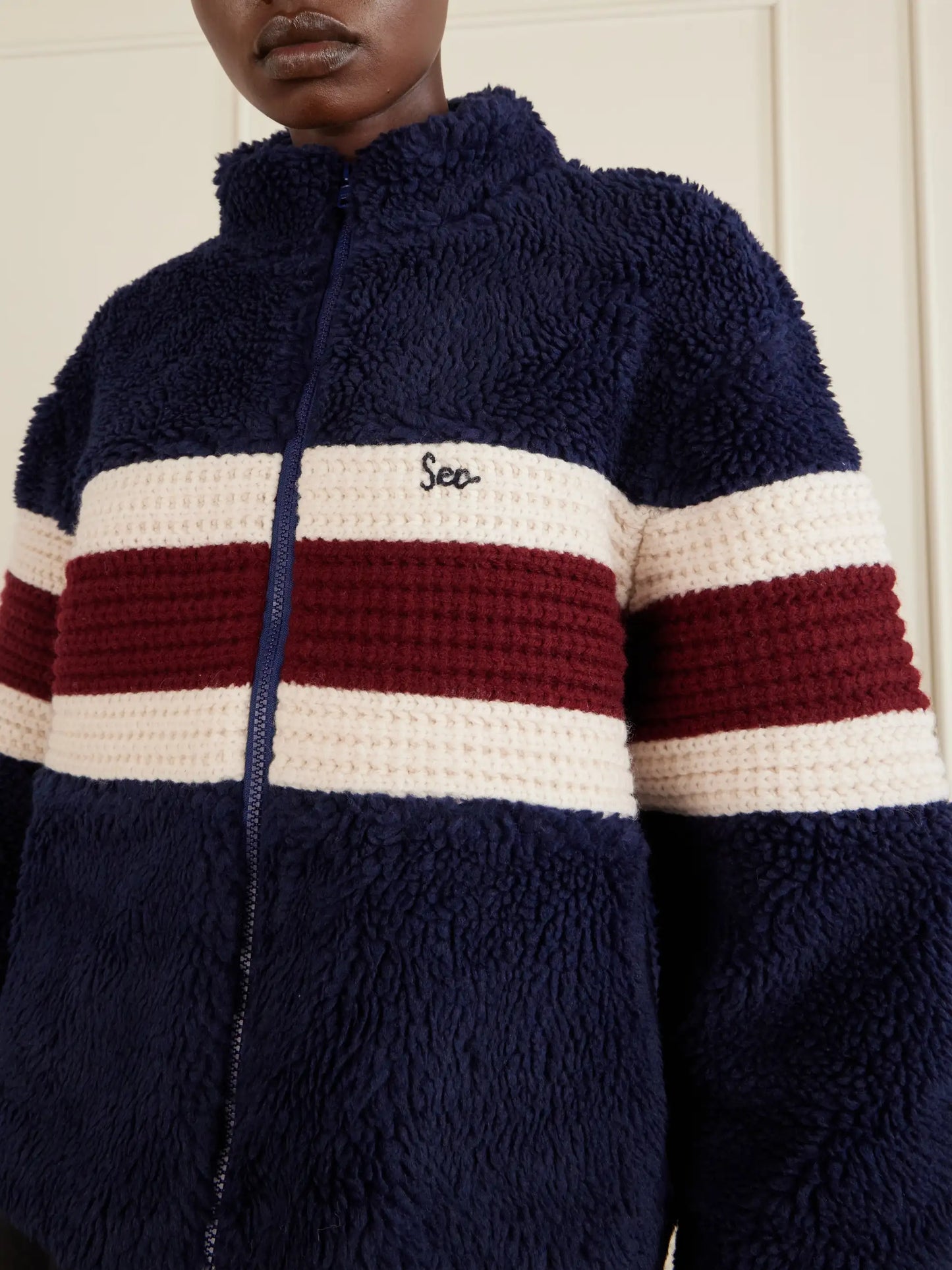 Georgie Striped Wool-trimmed Fleece Jacket