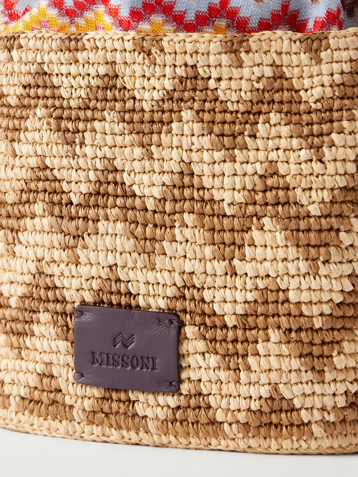 Small Striped Raffia Bucket Bag
