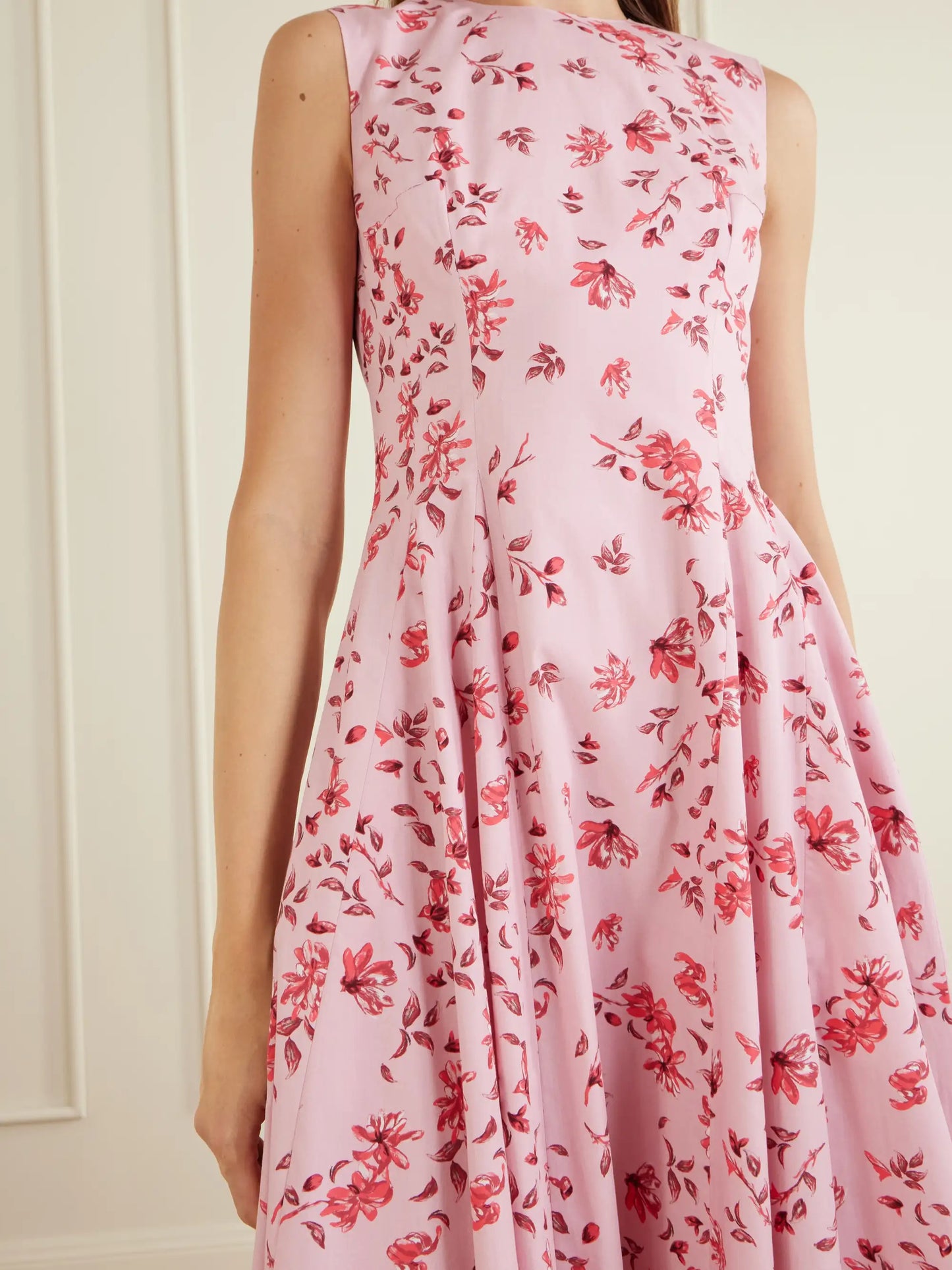 Chelsea Pleated Floral-print Organic Cotton-poplin Midi Dress