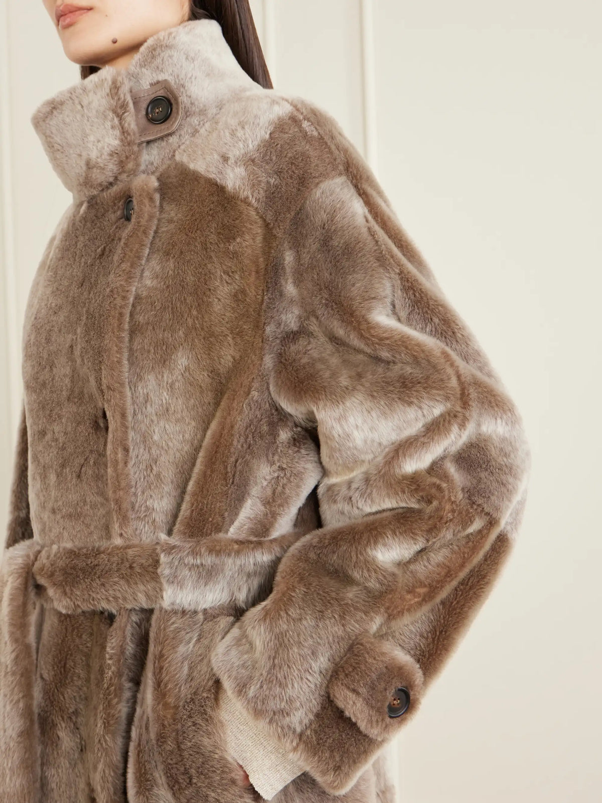 Brunello Cucinelli Belted Shearling Coat