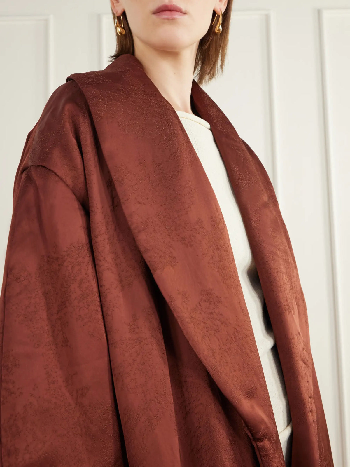 Ruohan Mergui Floral Satin-jacquard Coat