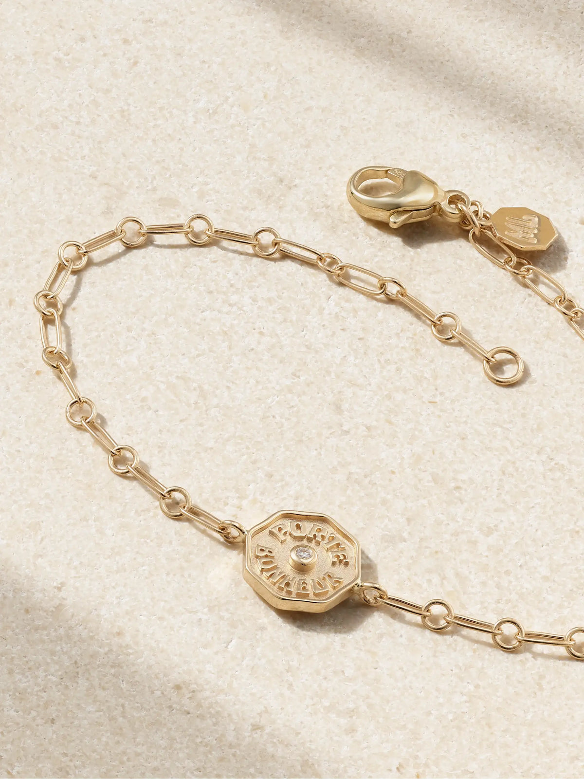Wee Porte Bonheur Coin 14-karat Gold, Enamel And Diamond Bracelet