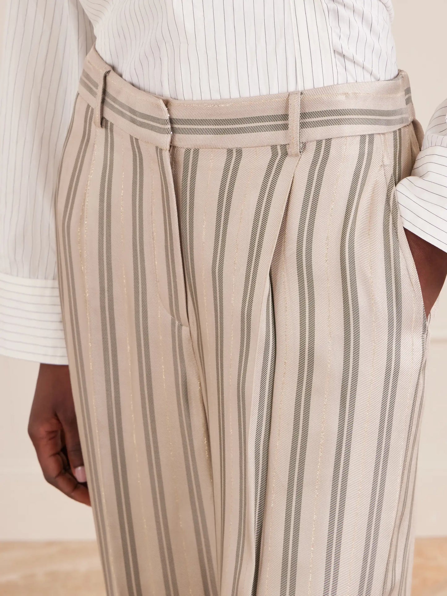 Hudson St Striped Wide-leg Pants