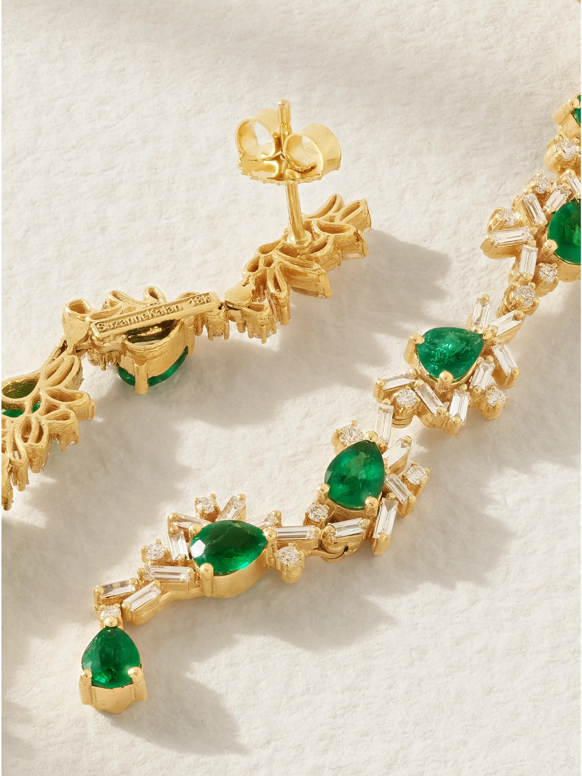 18-karat Gold, Diamond And Emerald Earrings