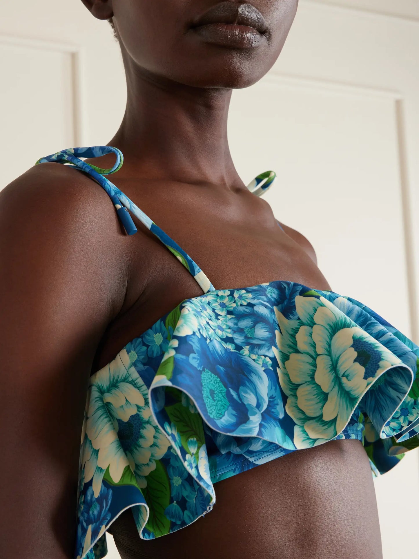 Margo Ruffled Floral-print Bikini Top