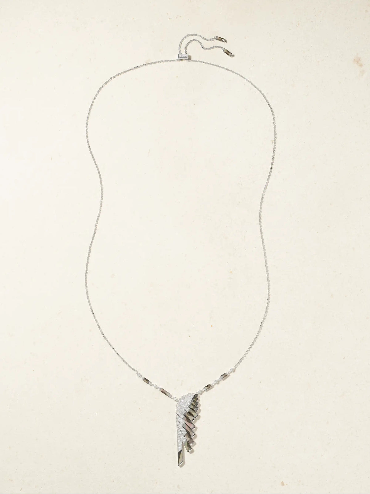 Wings Rising 18-karat White Gold, Mother-of-pearl And Diamond Necklace