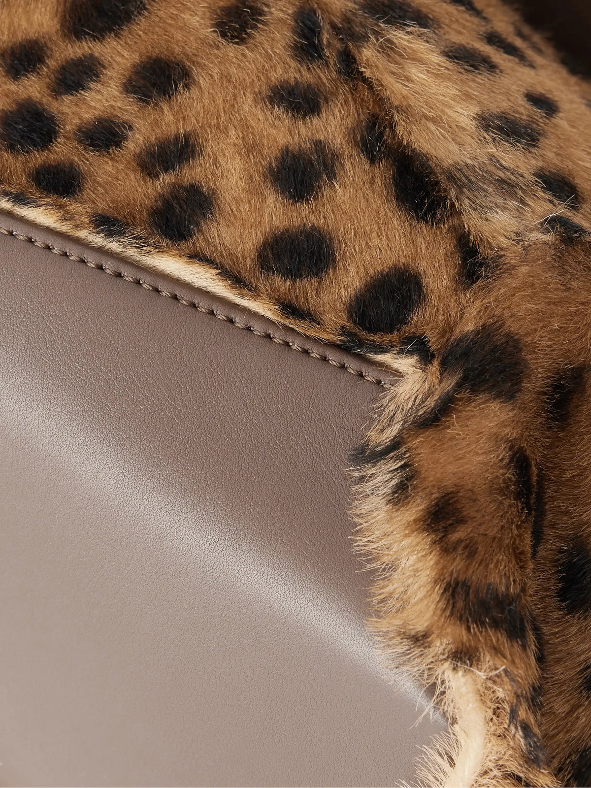 Puzzle Edge Small Leather-trimmed Leopard-print Shearling Shoulder Bag