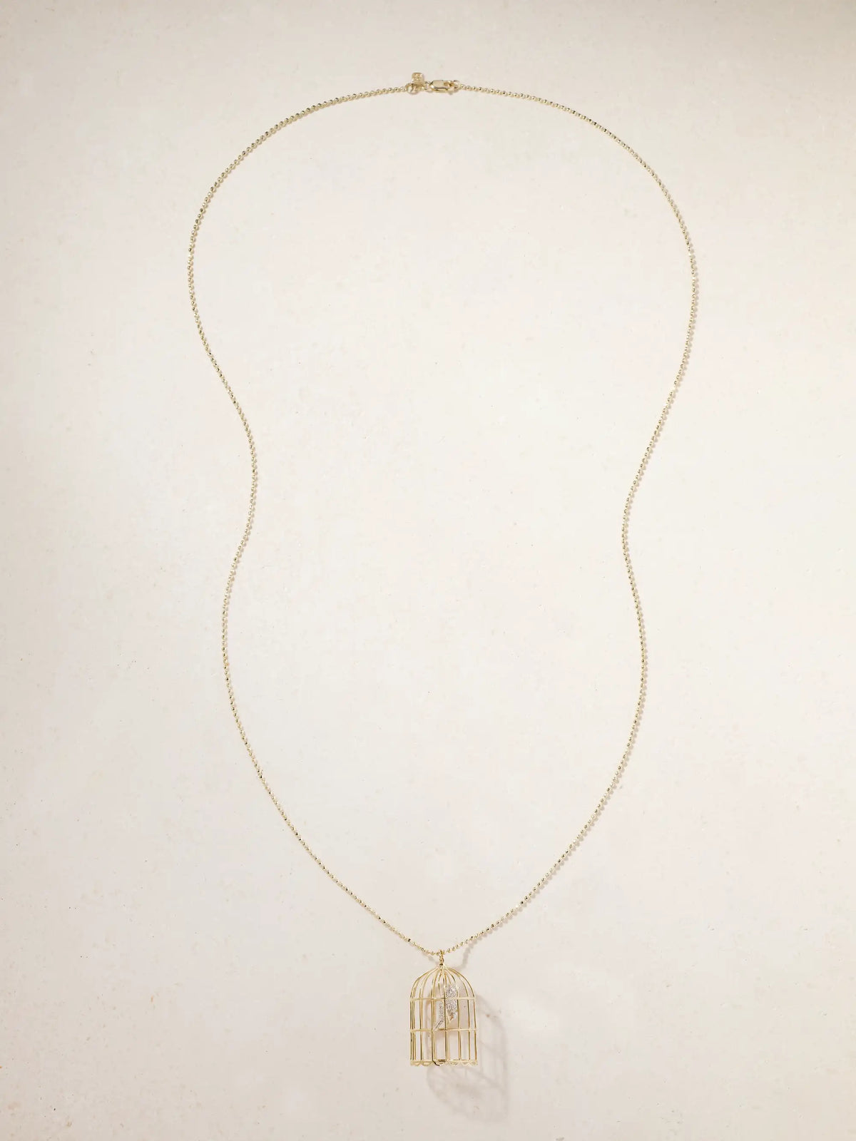 Caged Albert 14-karat Gold Diamond Necklace