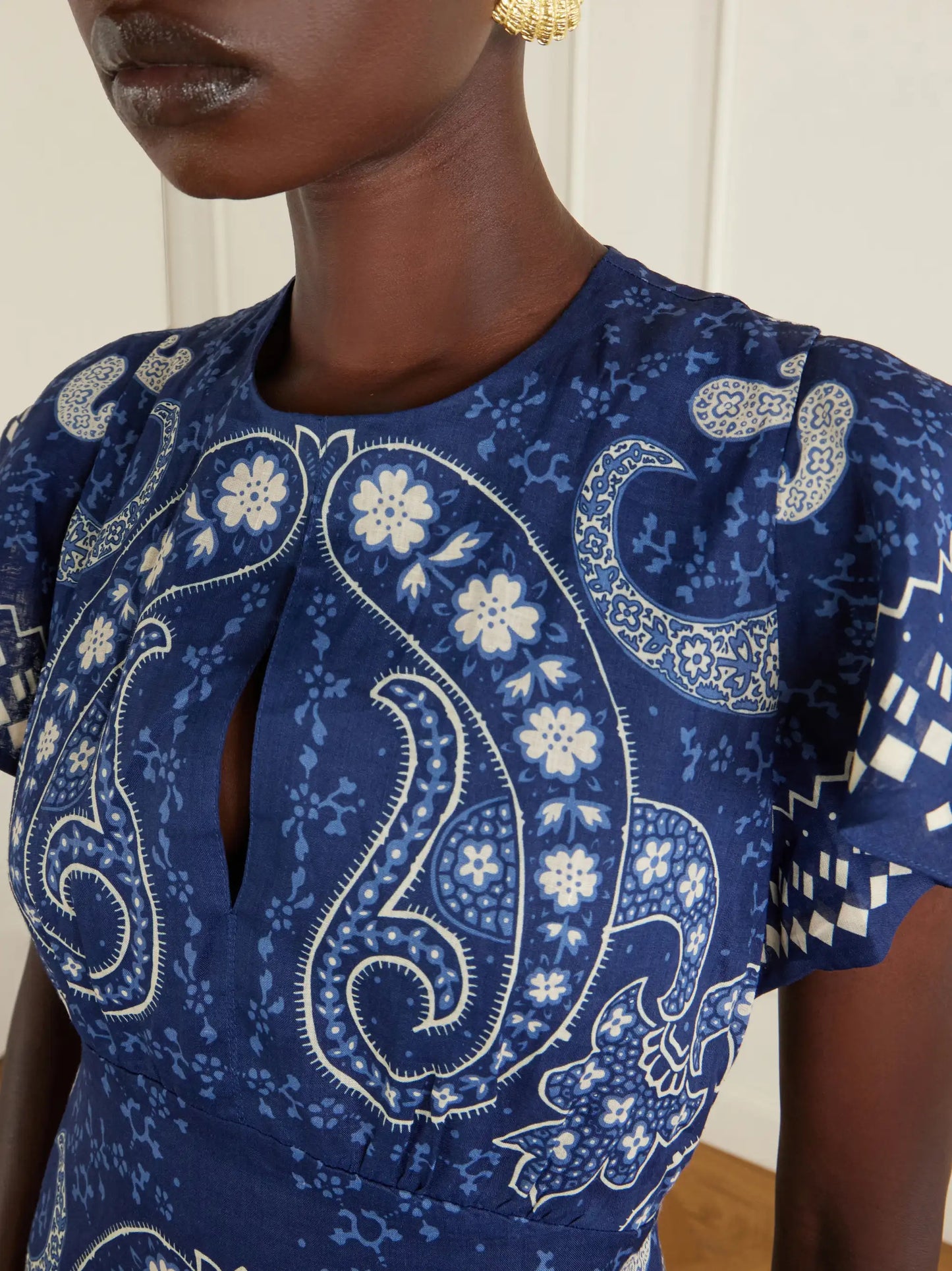 Emelina Paisley-printed Ramie Midi Dress