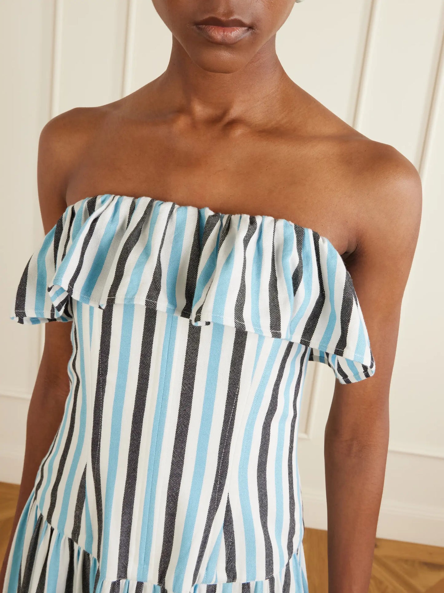 Ruffled Striped Cotton Maxi Dress