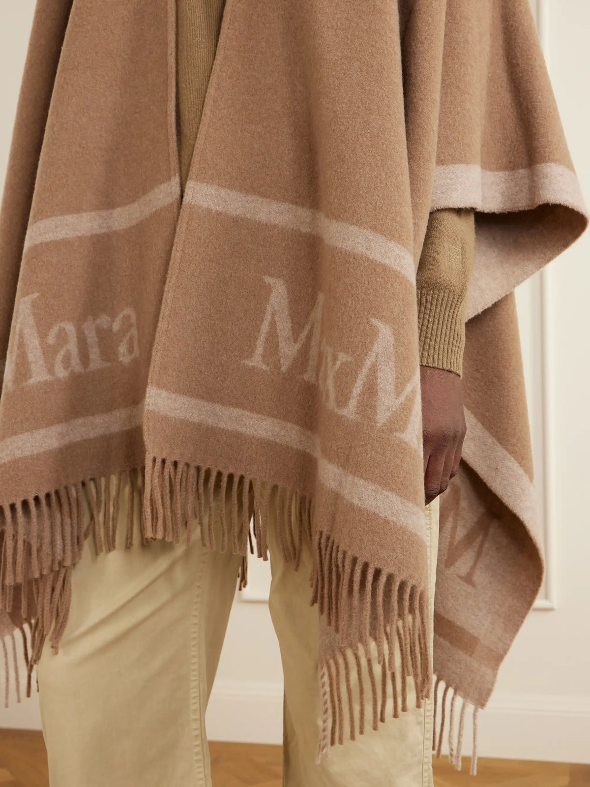 Fringed Wool-jacquard Cape
