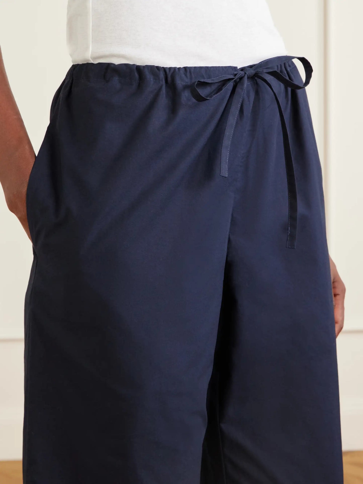 Josephine Drawstring Organic Cotton-poplin Straight-leg Pants