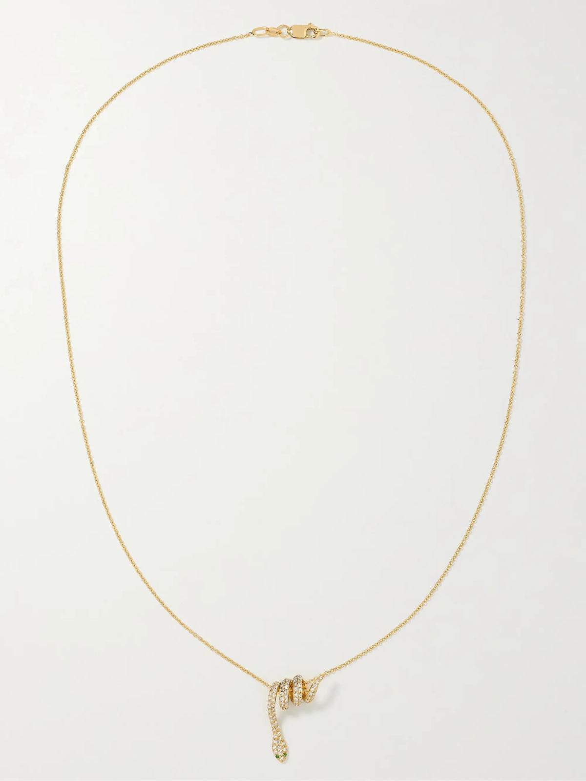 Curled Snake 18-karat Gold, Diamond And Tsavorite Necklace