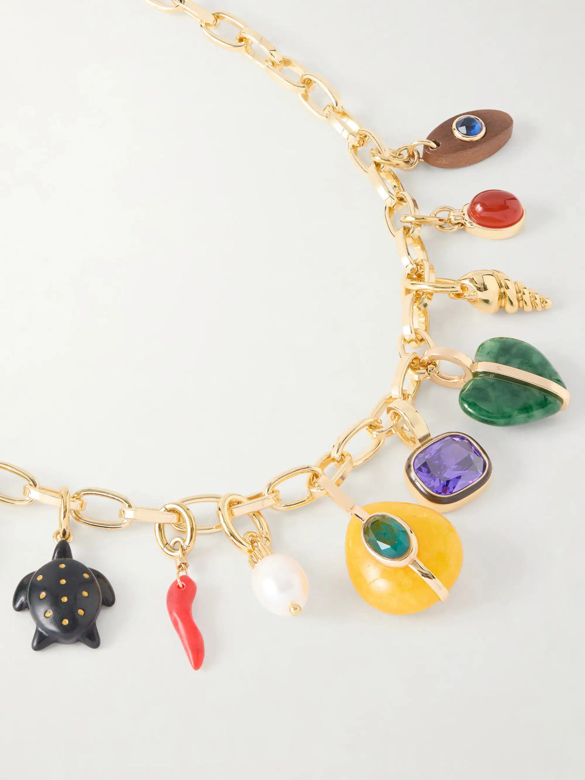 The Tiny Treasure Gold-tone, Pearl, Crystal, Cubic Zirconia And Enamel Necklace