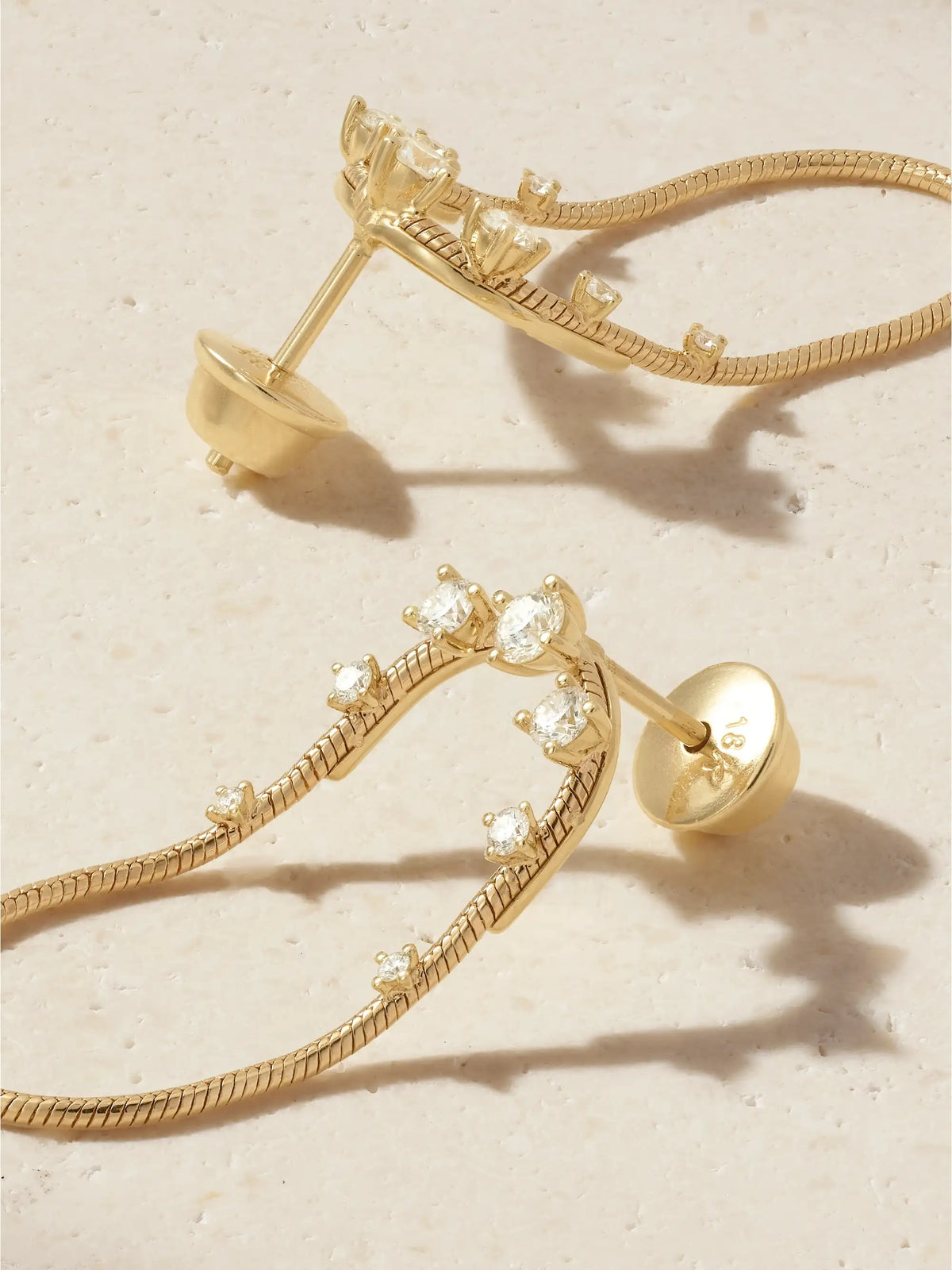 Parallel Short 18-karat Gold Diamond Earrings