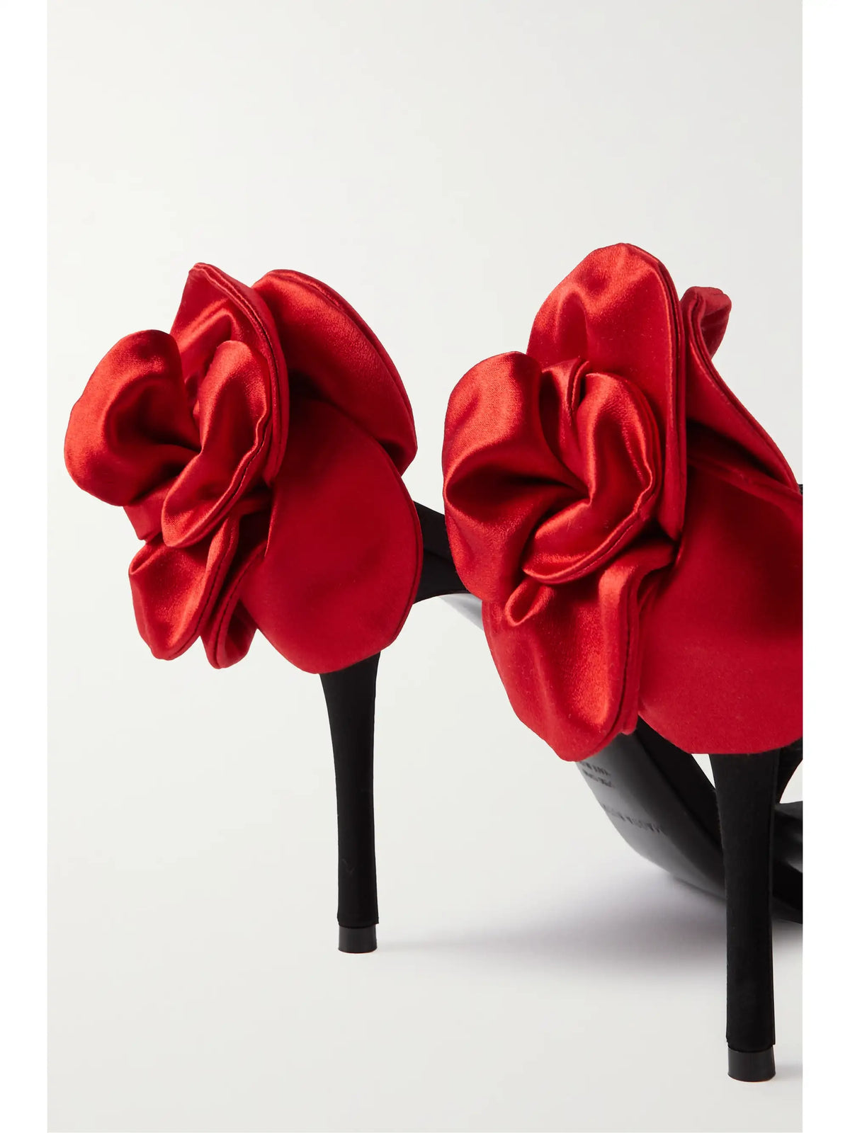 Appliquéd Lace-up Satin Sandals