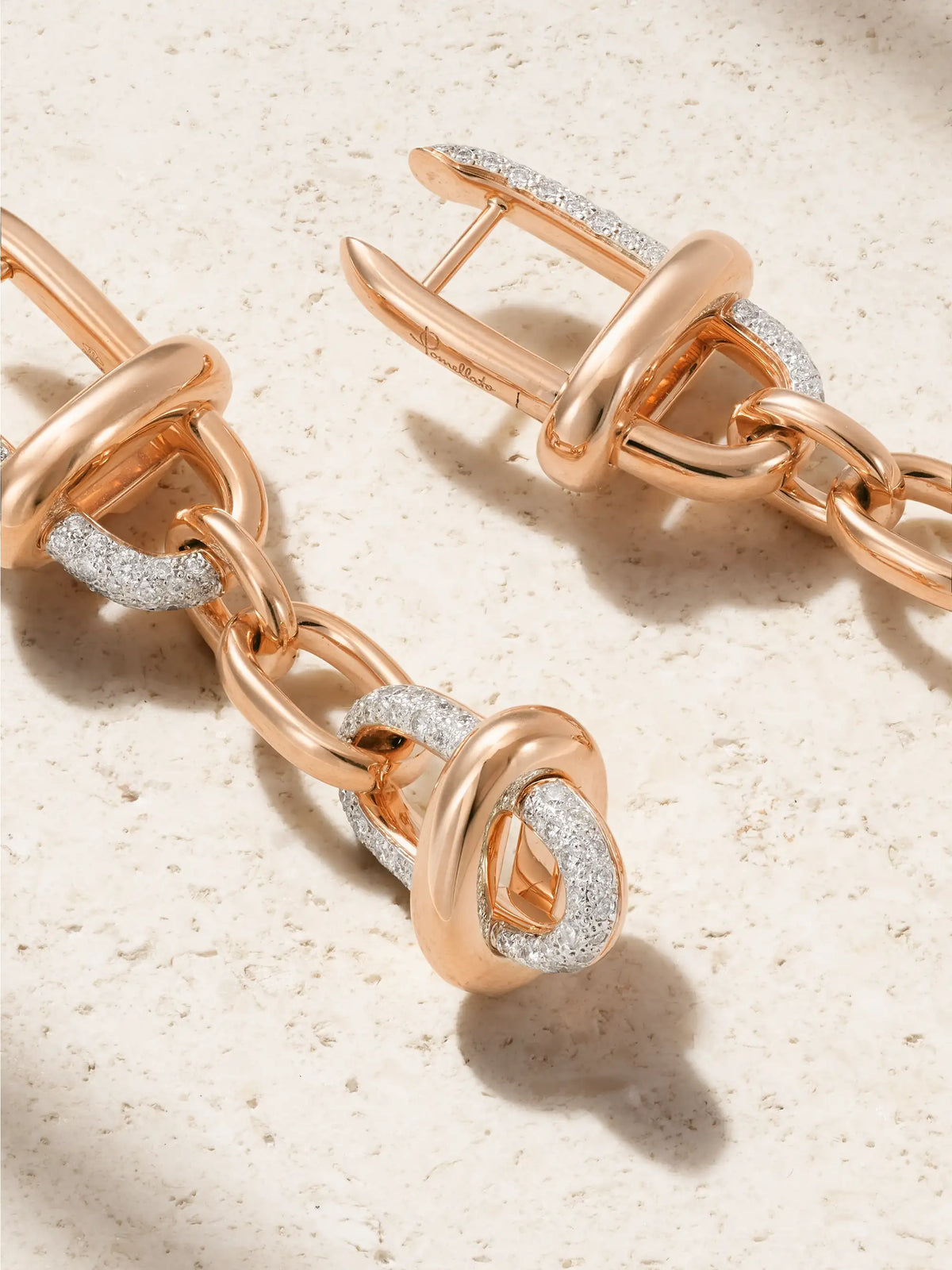 Iconica 18-karat Rose And Rhodium-plated White Gold Diamond Earrings