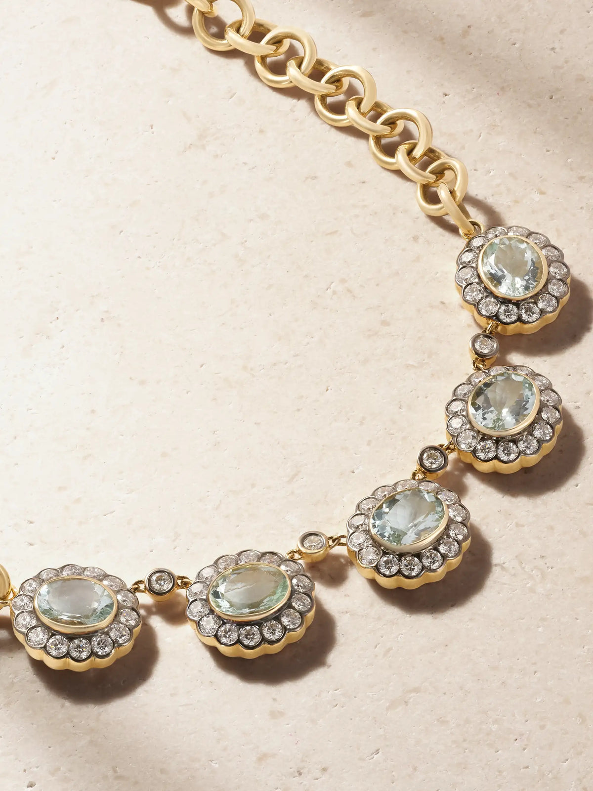 Marlo Laz Alexandra 14-karat Gold, Aquamarine And Diamond Necklace